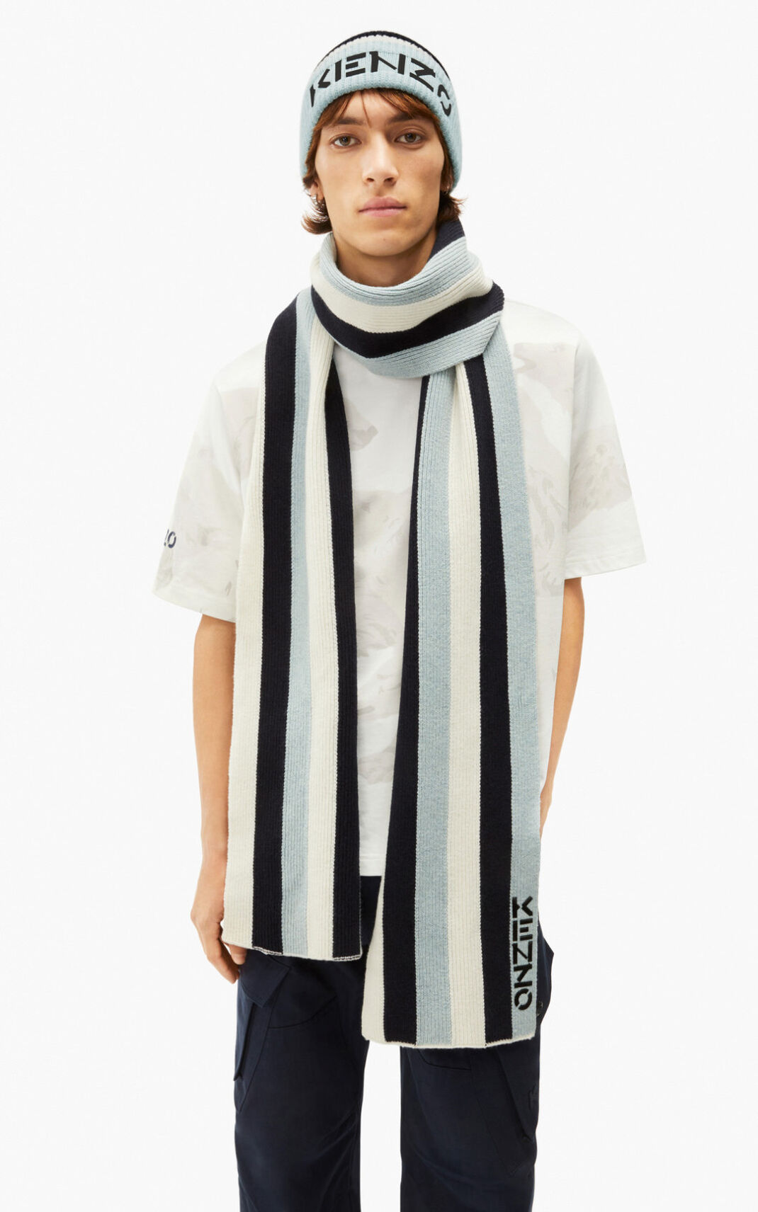 Kenzo The Vinter Capsule striped wool Tørklæde Dame - Blå Sort DK-616142